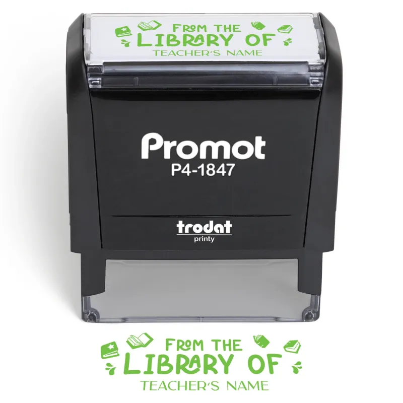 Teacher Custom Rubber Stamp "From the Library of" - Medium