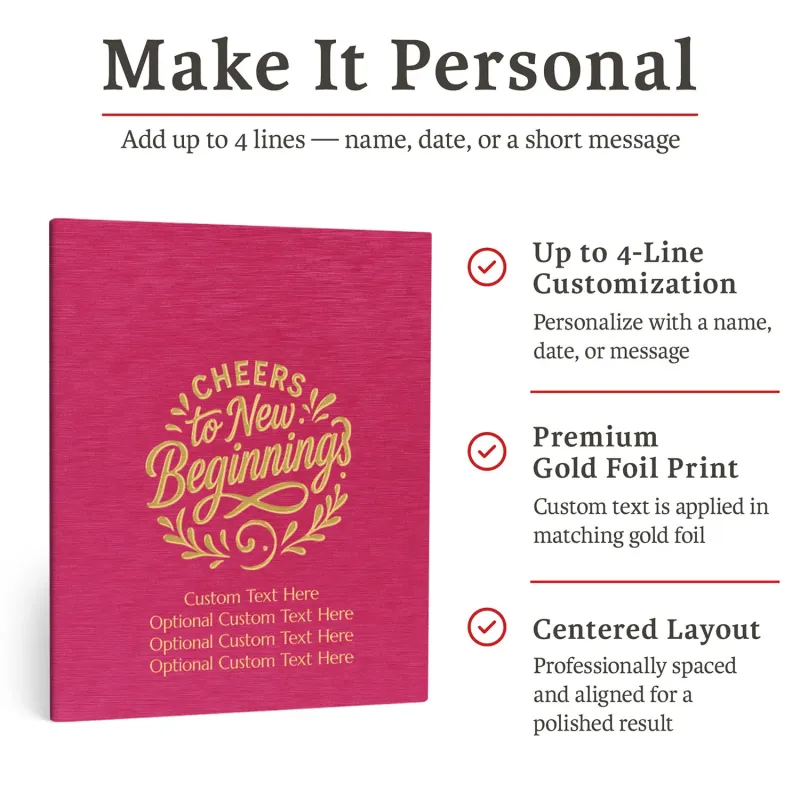 Personalized Multipurpose Guest Book - Cheers to New Beginnings (PINK)