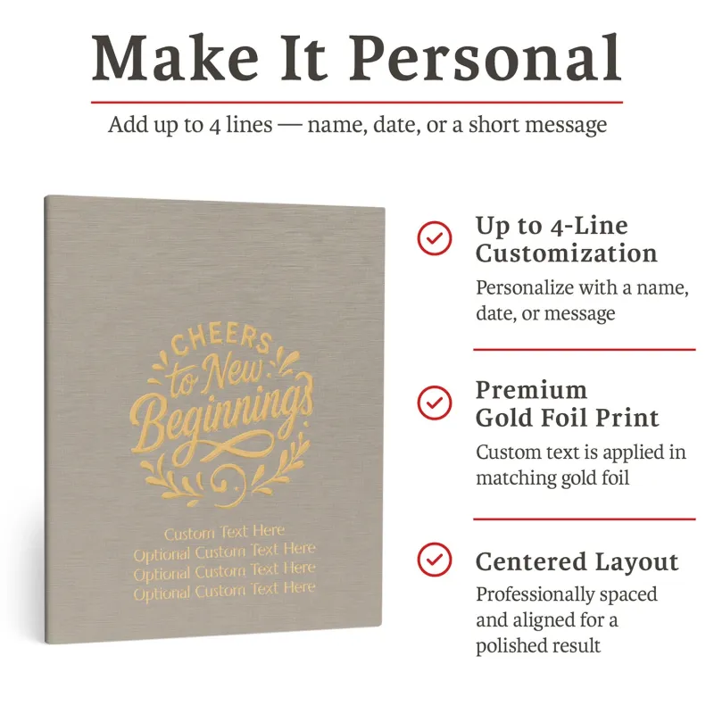 Personalized Multipurpose Guest Book - Cheers to New Beginnings (CHAMPAGNE BEIGE)