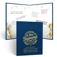 Personalized Multipurpose Guest Book - Cheers to New Beginnings (BLUE)