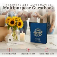 Personalized Multipurpose Guest Book - Cheers to New Beginnings (BLUE)