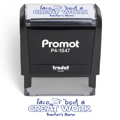 Teacher Custom Rubber Stamp "Taco Bout Some Great Work" - Medium