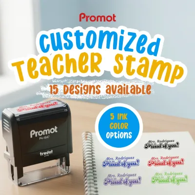 Teacher Custom Rubber Stamp "Proud of You" - Medium