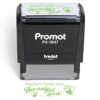 Teacher Custom Rubber Stamp "Bee-autiful Work" - Medium