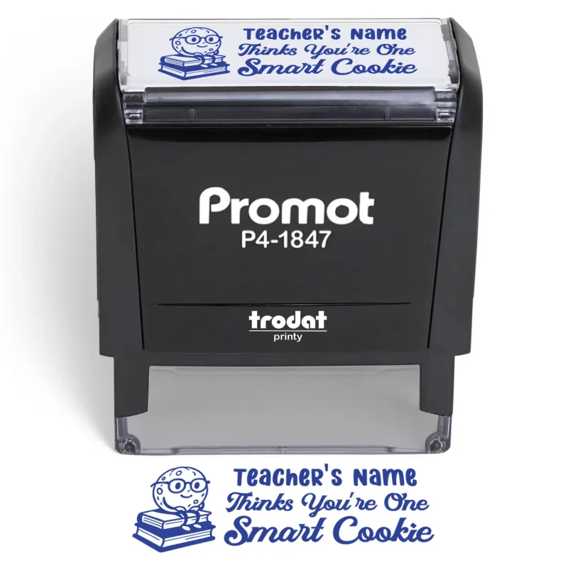 Teacher Custom Rubber Stamp "Thinks You're One Smart Cookie" - Medium