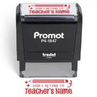 Teacher Custom Rubber Stamp "Sign & Return" - Medium