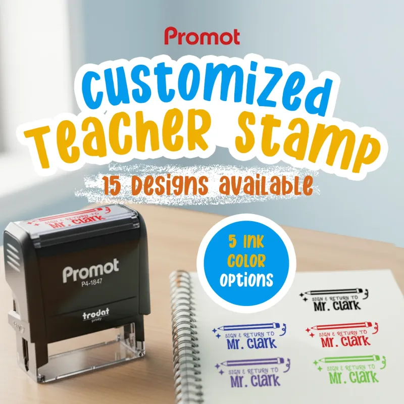 Teacher Custom Rubber Stamp "Sign & Return" - Medium