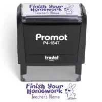 Teacher Custom Rubber Stamp "Finish Your Homework" - Medium