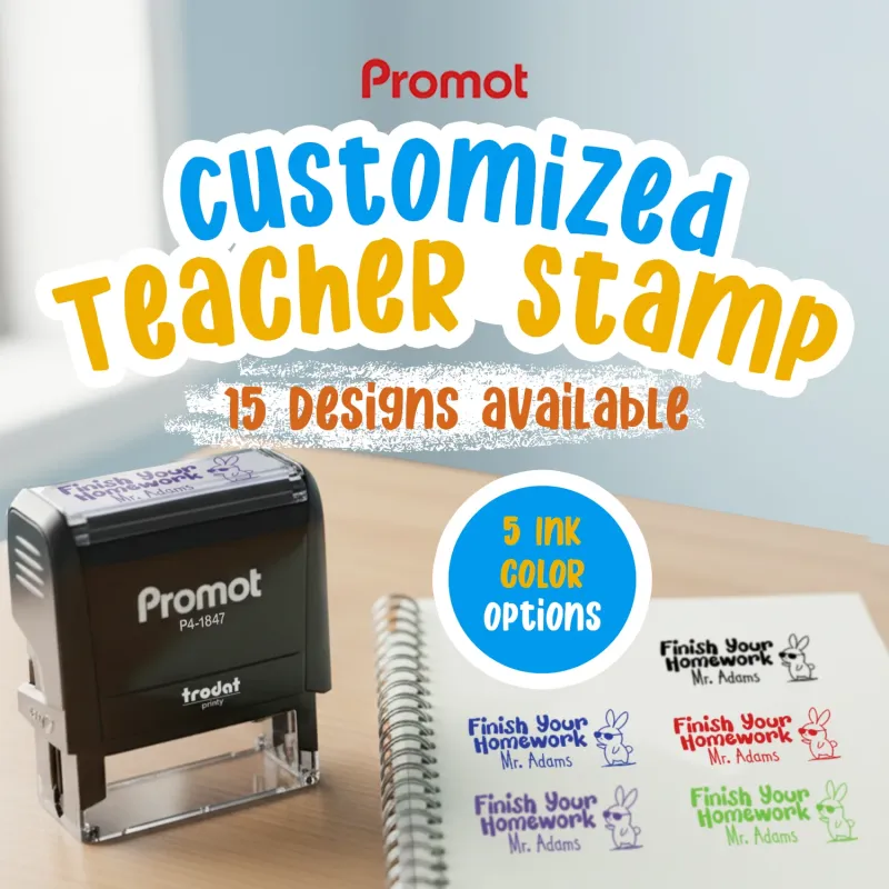 Teacher Custom Rubber Stamp "Finish Your Homework" - Medium