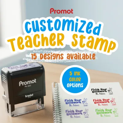 Teacher Custom Rubber Stamp "Finish Your Homework" - Medium