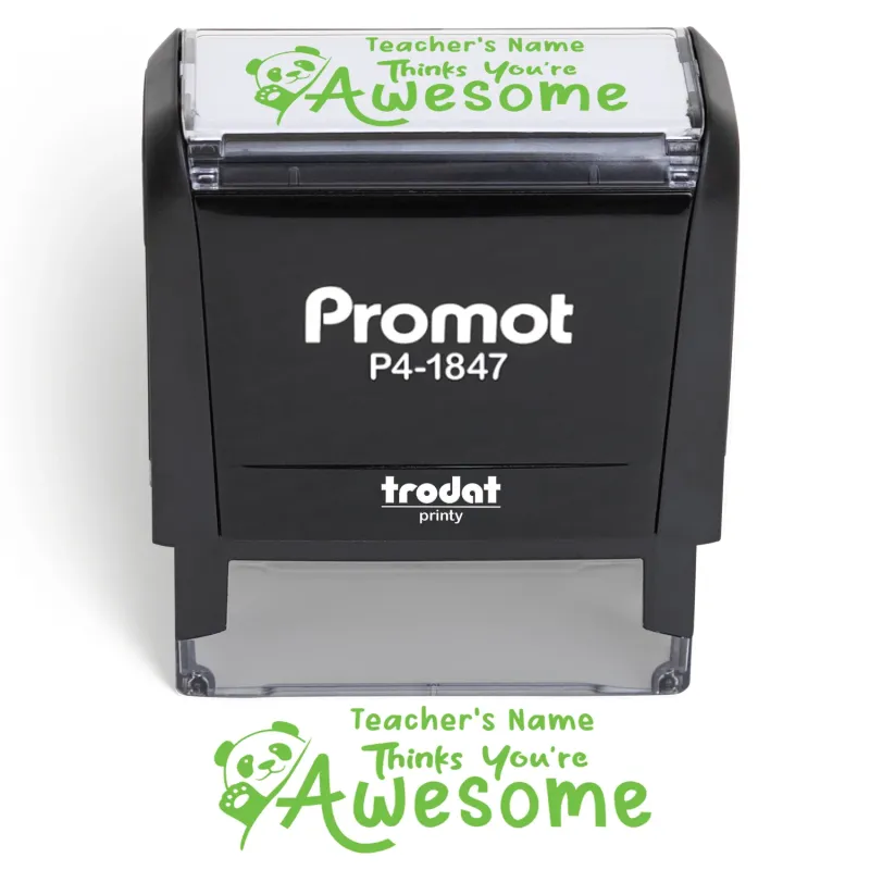 Teacher Custom Rubber Stamp "Thinks You're Awesome" - Medium
