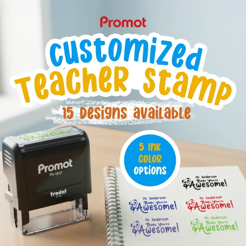 Teacher Custom Rubber Stamp "Thinks You're Awesome" - Medium