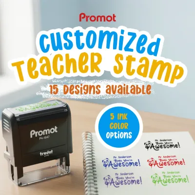 Teacher Custom Rubber Stamp "Thinks You're Awesome" - Medium