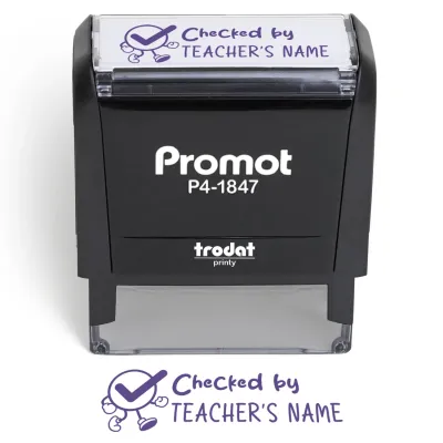 Teacher Custom Rubber Stamp "Checked By" - Medium