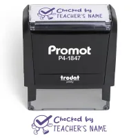 Teacher Custom Rubber Stamp "Checked By" - Medium