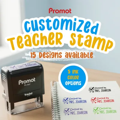 Teacher Custom Rubber Stamp "Checked By" - Medium