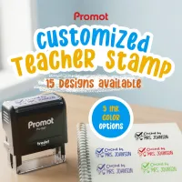 Teacher Custom Rubber Stamp "Checked By" - Medium