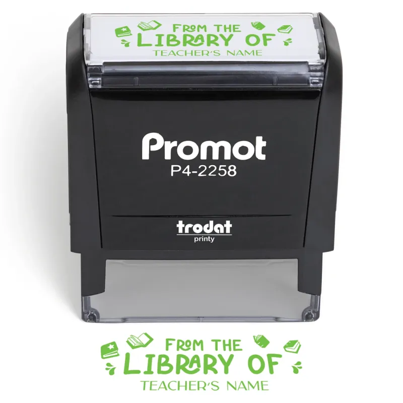 Teacher Custom Rubber Stamp "From the Library of" - Large