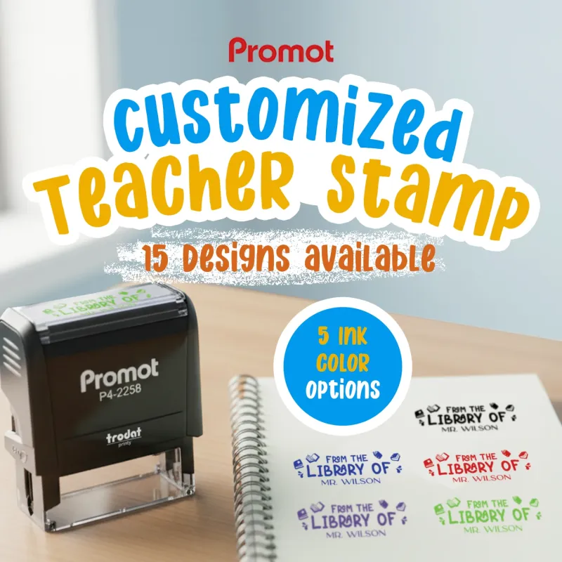 Teacher Custom Rubber Stamp "From the Library of" - Large