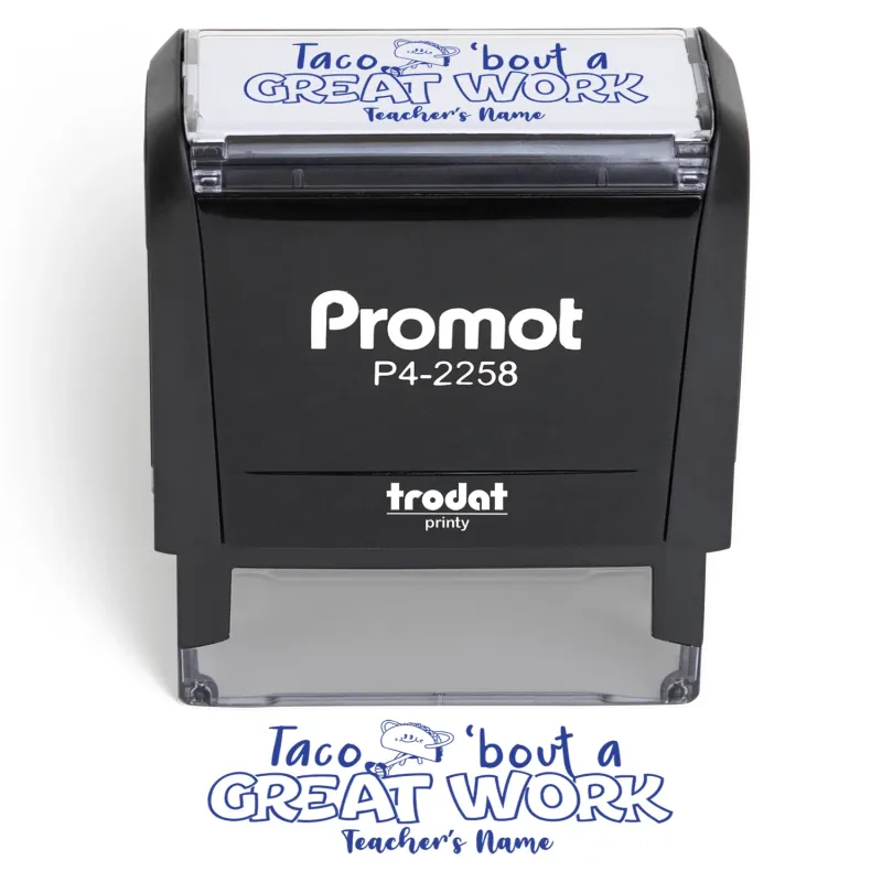 Teacher Custom Rubber Stamp "Taco Bout Some Great Work" - Large