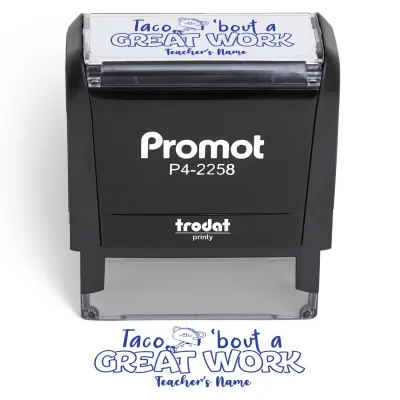 Teacher Custom Rubber Stamp "Taco Bout Some Great Work" - Large