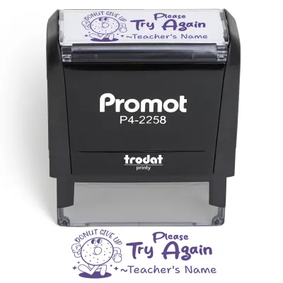 Teacher Custom Rubber Stamp "Please Try Again" - Large