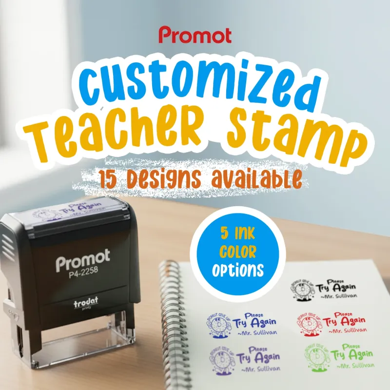 Teacher Custom Rubber Stamp "Please Try Again" - Large