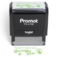 Teacher Custom Rubber Stamp "Bee-autiful Work" - Large
