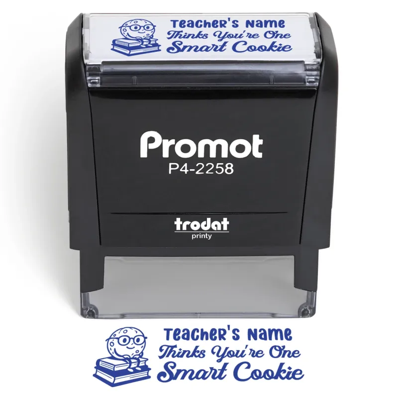 Teacher Custom Rubber Stamp "Thinks You're One Smart Cookie" - Large