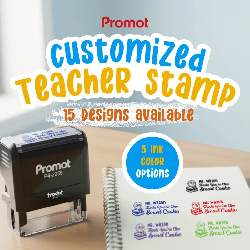 Teacher Custom Rubber Stamp "Thinks You're One Smart Cookie" - Large