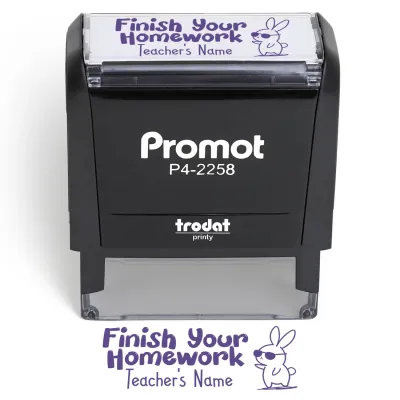 Teacher Custom Rubber Stamp "Finish Your Homework" - Large