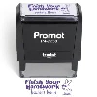 Teacher Custom Rubber Stamp "Finish Your Homework" - Large