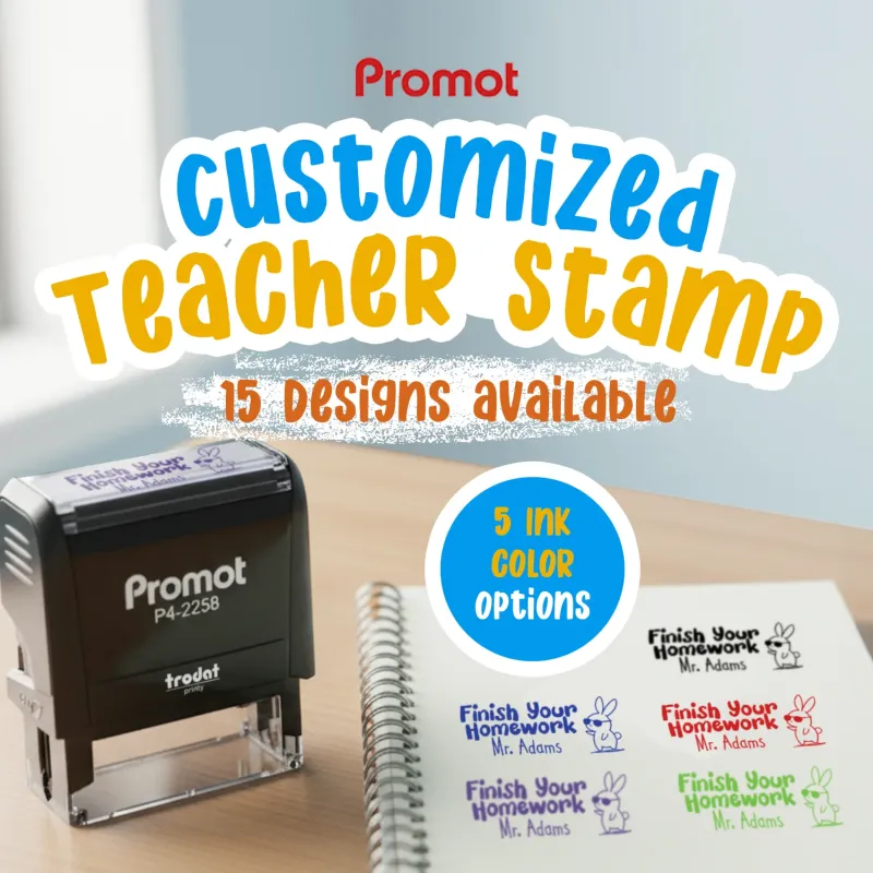 Teacher Custom Rubber Stamp "Finish Your Homework" - Large