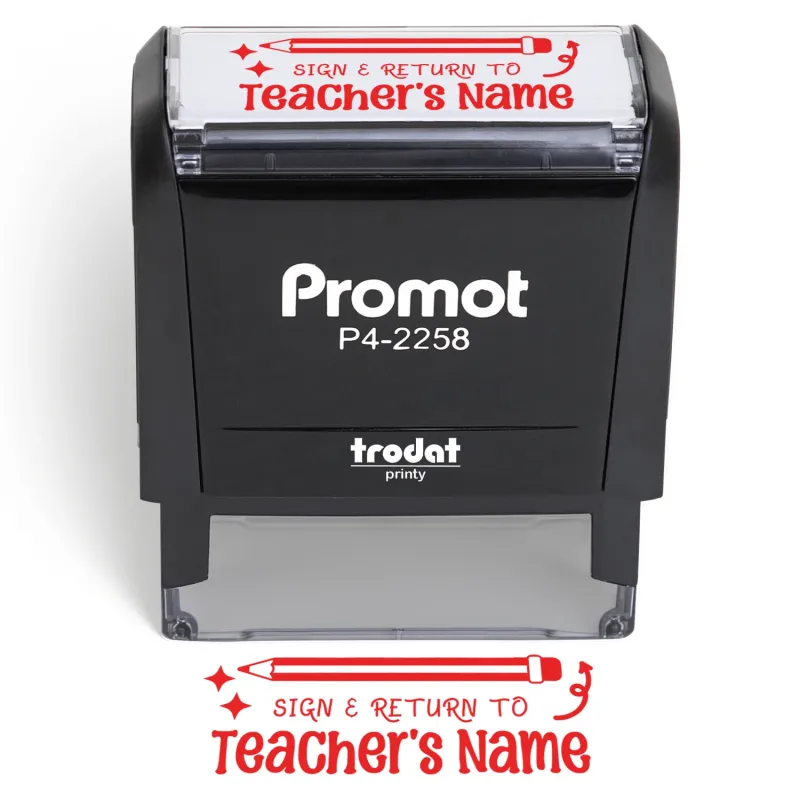 Teacher Custom Rubber Stamp "Sign & Return" - Large