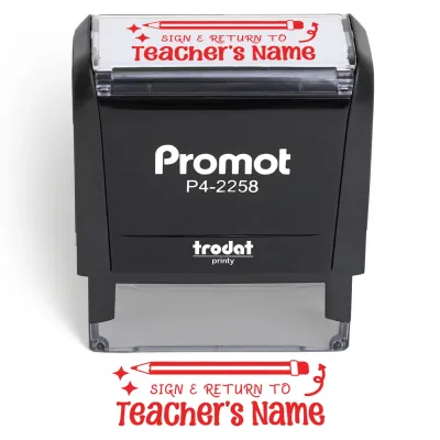 Teacher Custom Rubber Stamp "Sign & Return" - Large