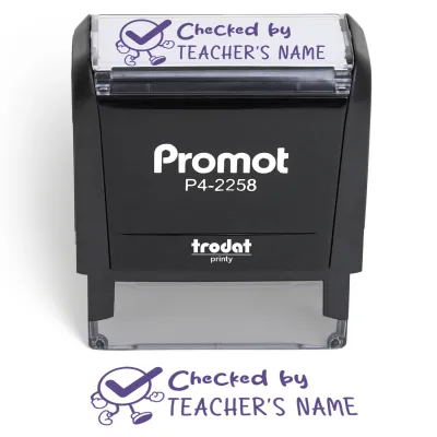 Teacher Custom Rubber Stamp "Checked By" - Large