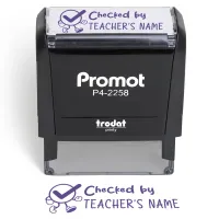 Teacher Custom Rubber Stamp "Checked By" - Large