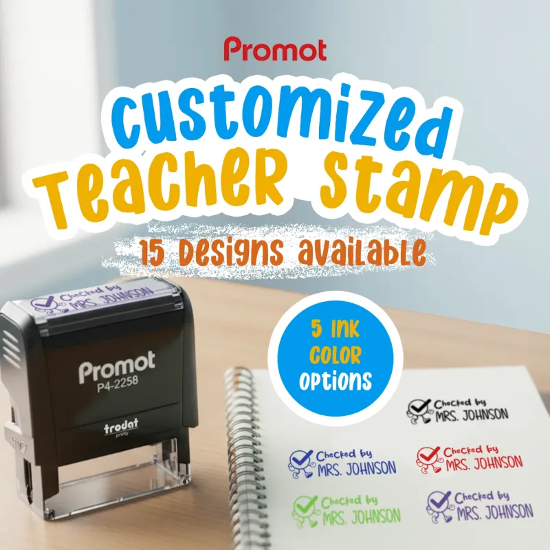 Teacher Custom Rubber Stamp "Checked By" - Large