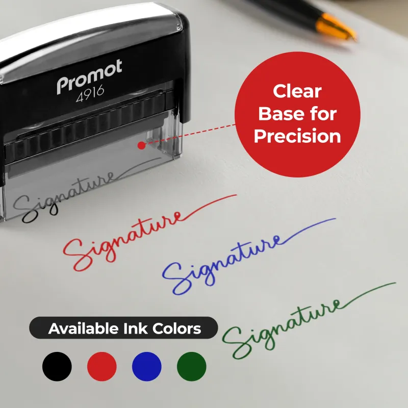 Personalized Round Signature Self Inking Rubber Stamp - Extra Wide
