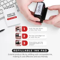 Personalized Round Signature Self Inking Rubber Stamp - Large