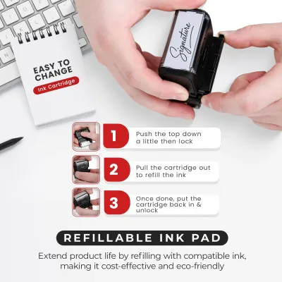 Personalized Round Signature Self Inking Rubber Stamp - Extra Large