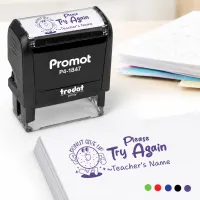 Teacher Custom Rubber Stamp "Please Try Again" - Medium