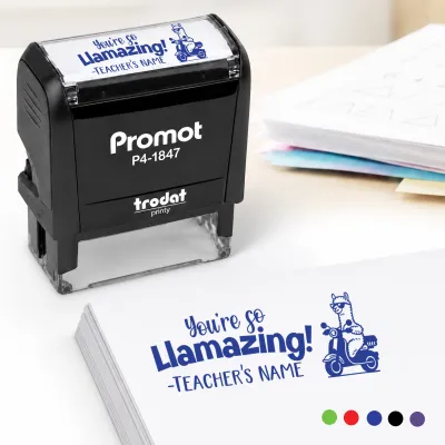 Teacher Custom Rubber Stamp "You're so Llamazing" - Medium