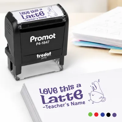 Teacher Custom Rubber Stamp "Love This a Latte" - Medium