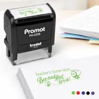 Teacher Custom Rubber Stamp "Bee-autiful Work" - Large