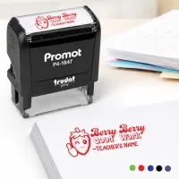 Teacher Custom Rubber Stamp "Berry Berry Good Work" - Medium