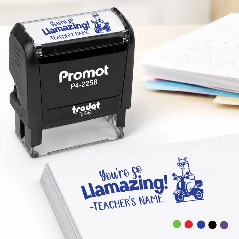 Teacher Custom Rubber Stamp "You're so Llamazing" - Large