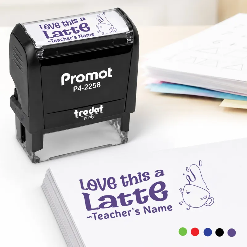 Teacher Custom Rubber Stamp "Love This a Latte" - Large