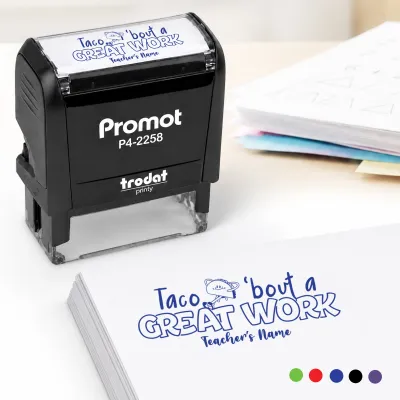 Teacher Custom Rubber Stamp "Taco Bout Some Great Work" - Large