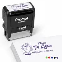 Teacher Custom Rubber Stamp "Please Try Again" - Medium